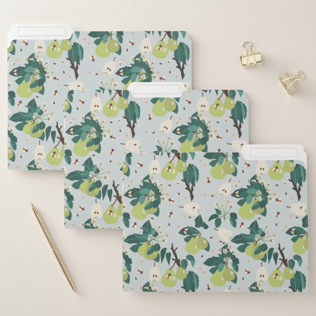 Pears & Bees in a Botanical Floral Garden  File Folder (Set)