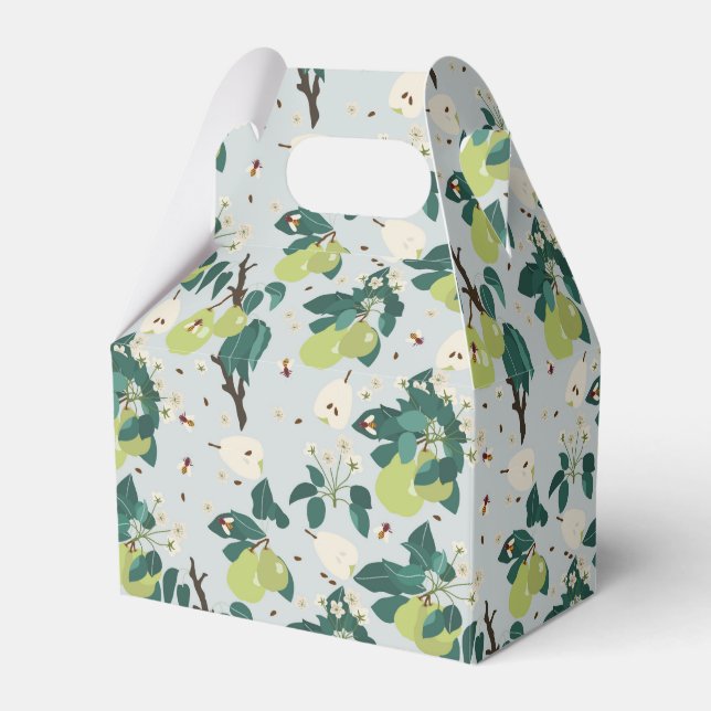 Pears & Bees in a Botanical Floral Garden Kitchen Favor Boxes (Front Side)