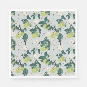 Pears & Bees in a Botanical Floral Garden Kitchen Napkins