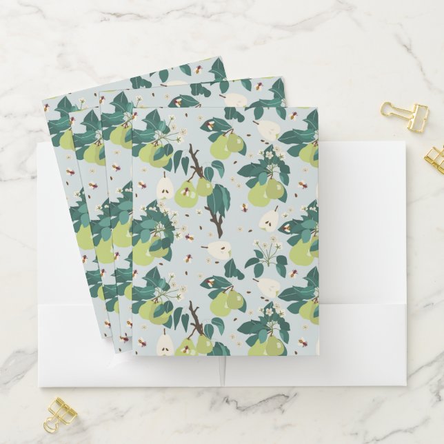 Pears & Bees in a Botanical Floral Garden  Pocket Folder (In Situ)