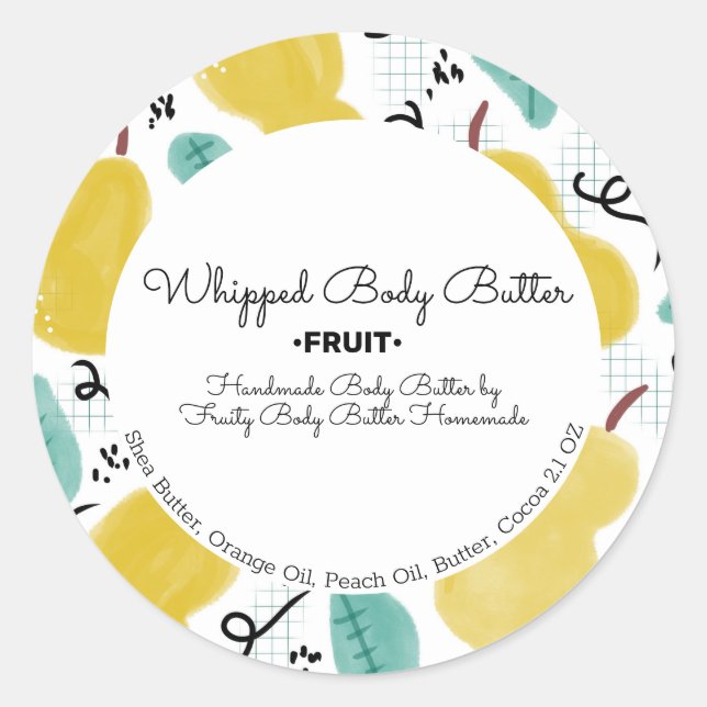 Pears Body Butter Bath Branding Packaging Classic Round Sticker (Front)