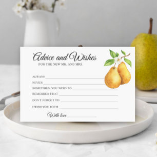 Pears Bridal Shower Advice and Wishes Stationery