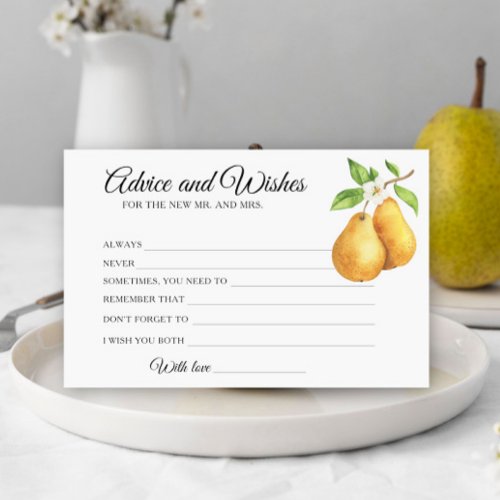 Pears Bridal Shower Advice and Wishes
