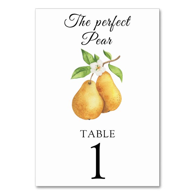 Pears bridal shower - wedding table number (Front)