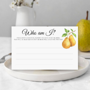 Pears Bridal shower Who am I game Stationery