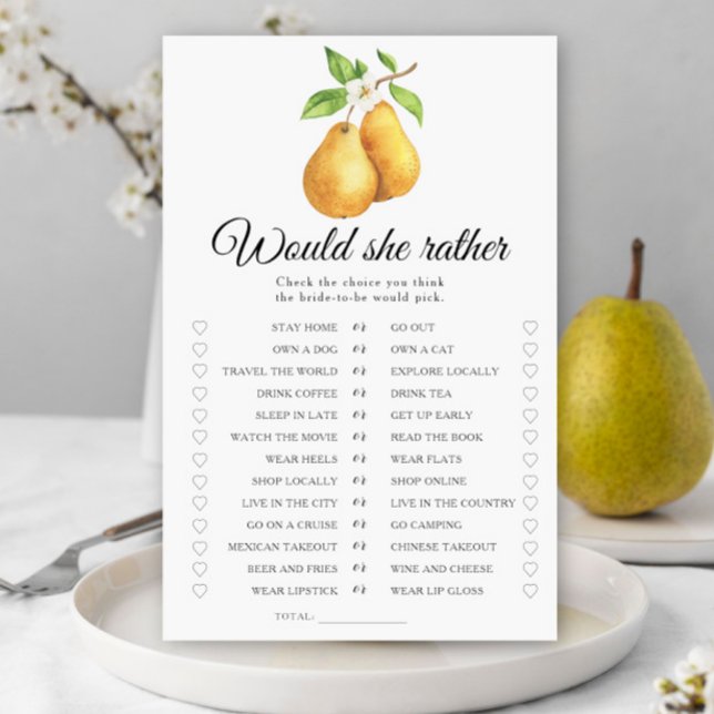 Pears Bridal shower Would she rather game (Creator Uploaded)