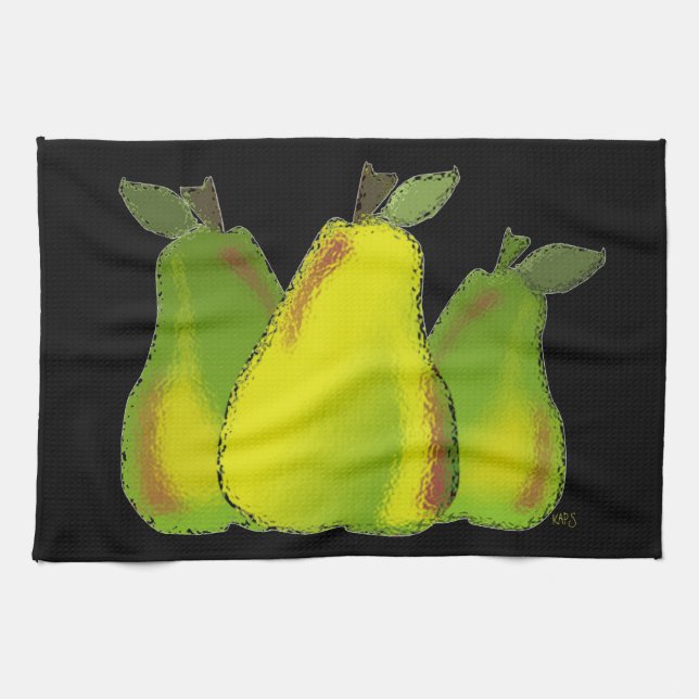 Pears Digital Art Black Background Towel (Horizontal)