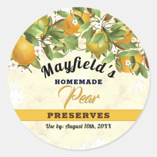 Pears Fruit Canning | Jam Jar Classic Round Sticker