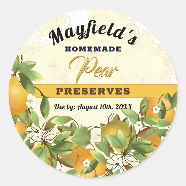 Pears Fruit Canning | Jam Jar Label (Front)