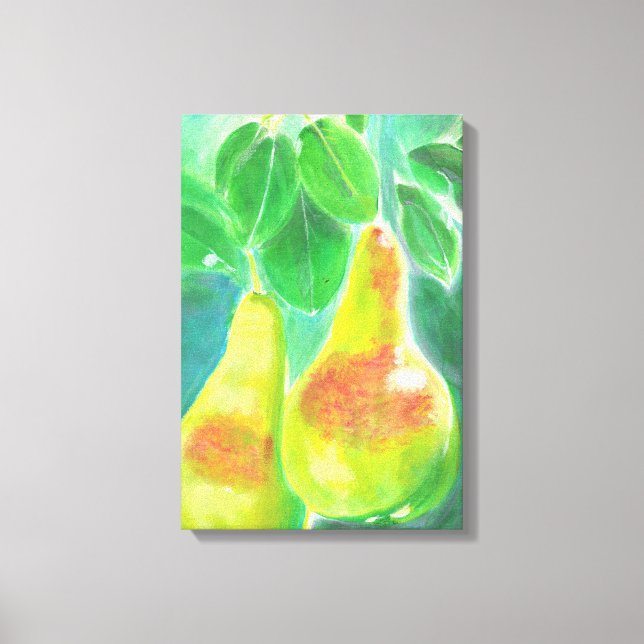 Pears Hanging from Tree Painting Canvas Print (Front)
