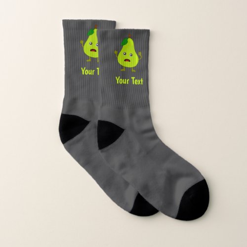 Pears in a PANIC funny fruits with your name Socks