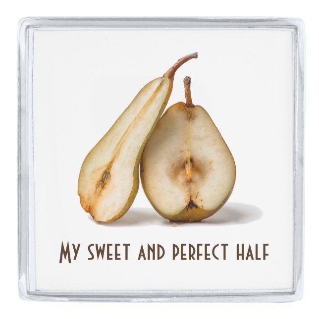 Pears - My Sweet And Perfect Half Silver Finish Lapel Pin (Front)