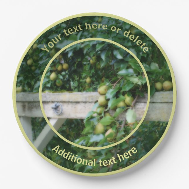 Pears On Old Hitching Post Personalized Party   Paper Plates (Front)