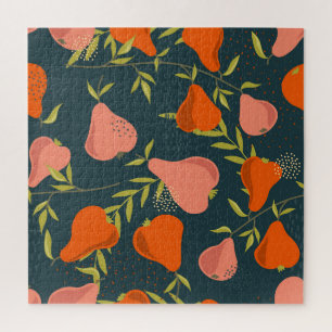Pears Overlap: Colorful Vintage Wallpaper Jigsaw Puzzle
