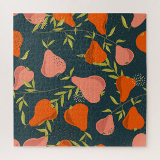 Pears Overlap: Colorful Vintage Wallpaper Jigsaw Puzzle