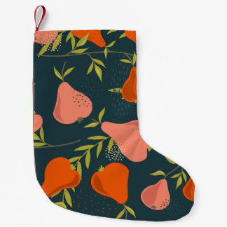 Pears Overlap: Colorful Vintage Wallpaper Small Christmas Stocking