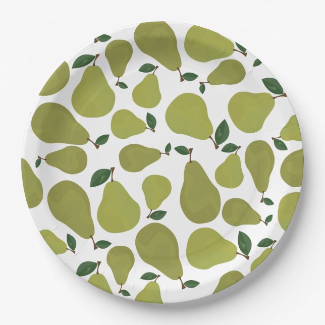 Pears pattern paper plates (Front)