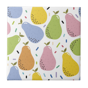 Pears Pattern pear drawing colorful fruit cute Ceramic Tile