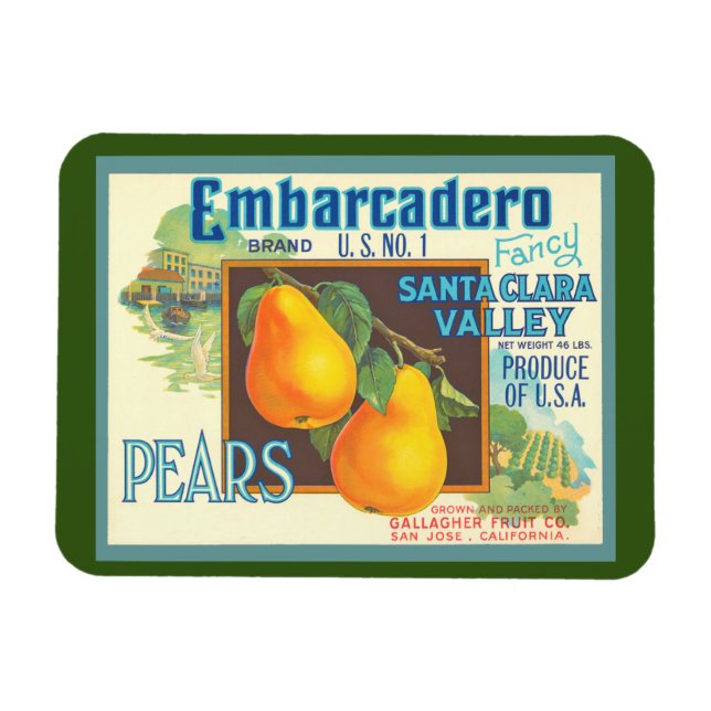 Pears Retro Crate Art Magnet (Horizontal)