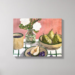 Pears Roses Rustic Floral Fruit, Still Life No.3 Canvas Print