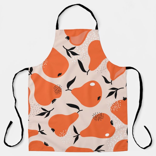 Pears seamless pattern. Hand drawn illustration wi Apron (Front)