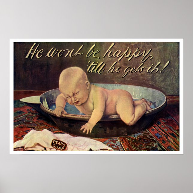 Pears Soap Advertisement Circa 1911 - Baby Bath Poster (Front)