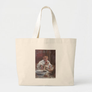 Pears Soap Girl Washing Dog Large Tote Bag