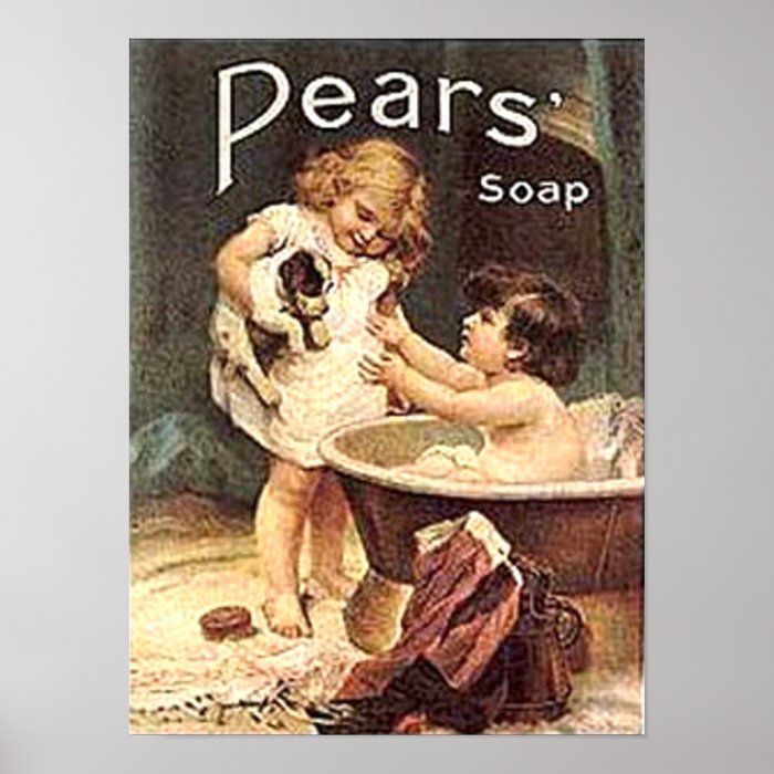 Pears Soap Kids Washing Dog Print