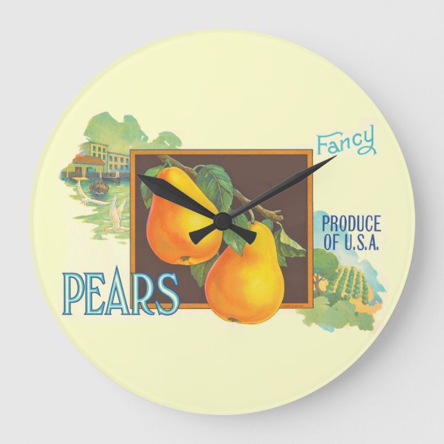 Pears Vintage Crate Art Wall Clock (Front)