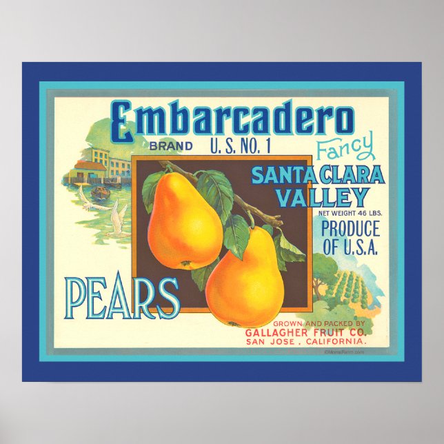 Pears Vintage Fruit Crate Art Kitchen Poster (Front)