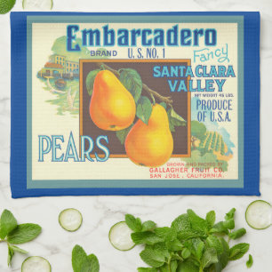 Pears Vintage Fruit Crate Art Kitchen Towel