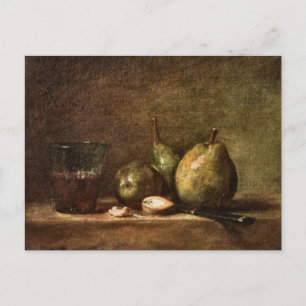 Pears, Walnuts and Glass of Wine by Jean Chardin P Postcard