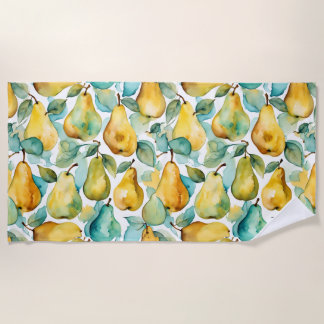 Pears Watercolor Art Beach Towel