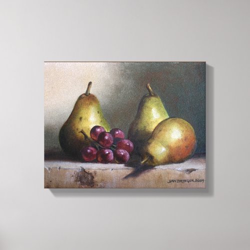 Pears with Grapes Original Oil Painting Canvas Print