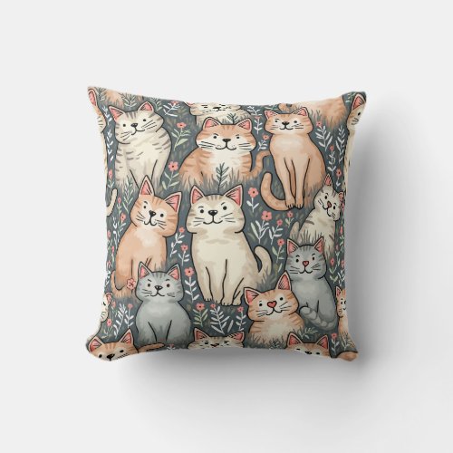 Peart Meow Throw Pillow