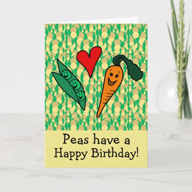 Peas and Carrots Cute Kids Happy Birthday Card (Front)