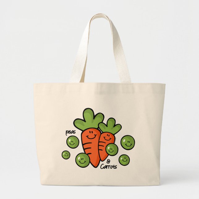 Peas And Carrots Large Tote Bag (Front)