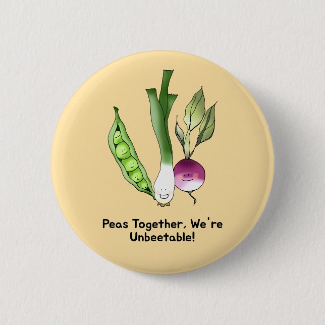 Peas and Veggie Best Friends Pun Button (Front)