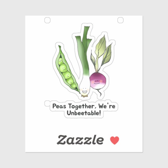 Peas and Veggie Best Friends Pun Sticker (Sheet)