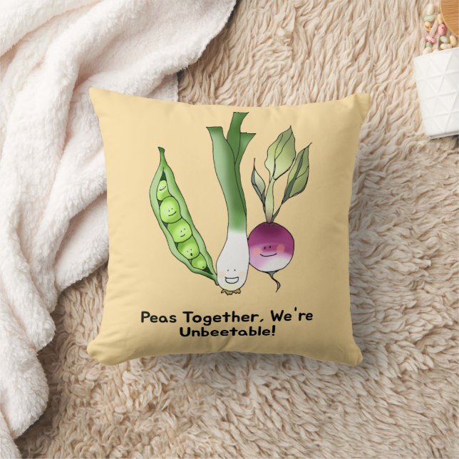 Peas and Veggie Best Friends Pun Throw Pillow (Blanket)