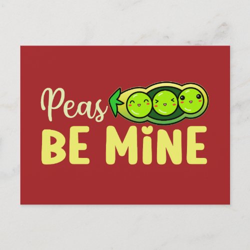 Peas Be Mine Cute Love Pun Funny Valentines Day Postcard