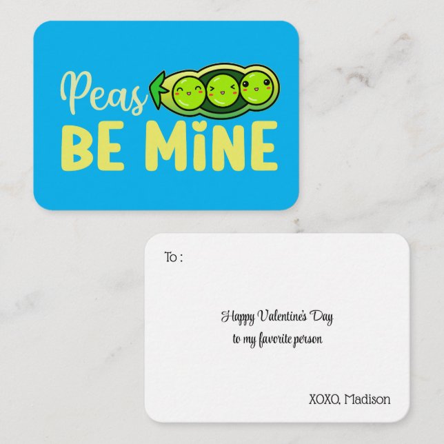 Peas Be Mine Funny Pun Cute Valentine's Day Note Card (Front/Back)