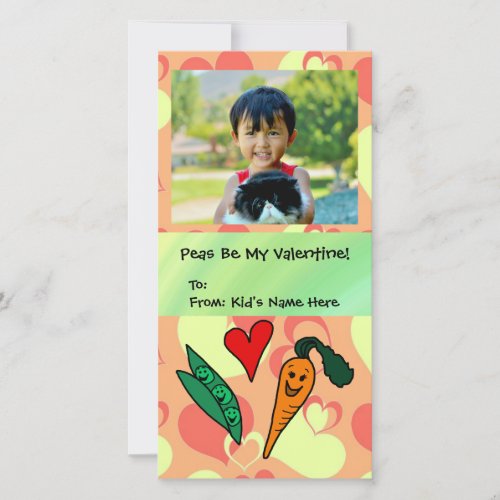 Peas Be My Valentine Cute Kids Holiday Card