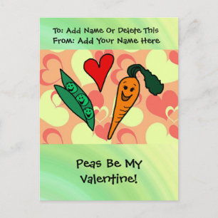 Peas Be My Valentine Holiday Postcard