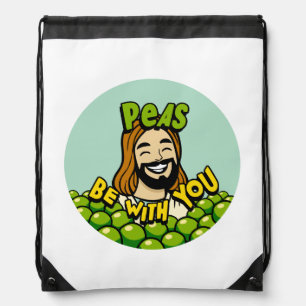 Peas be with you drawstring bag