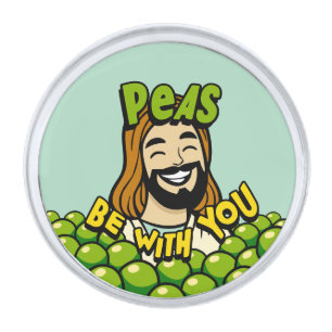 Peas be with you silver finish lapel pin