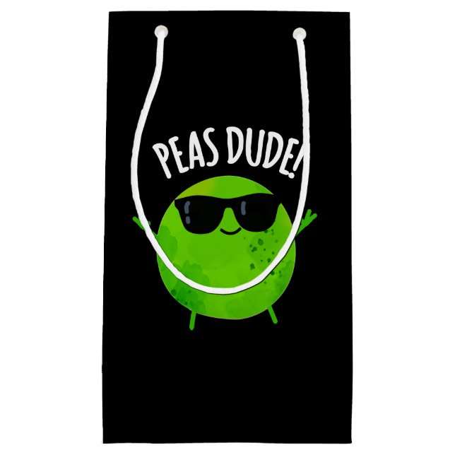 Peas Dude Funny Veggie Pea Pun Dark BG Small Gift Bag (Front)