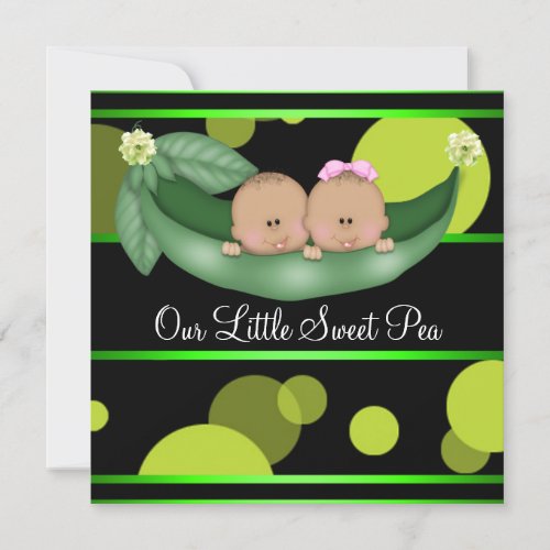 Green Peas In A Pod African American Gender Reveal Custom Invitations