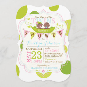 Peas in a Pod African Twins Baby Shower Invitation