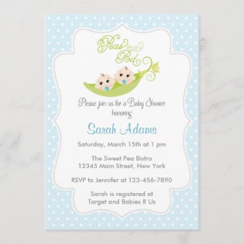 Peas In A Pod Baby Shower Invitation Twin Boys by melanileestyle at Zazzle